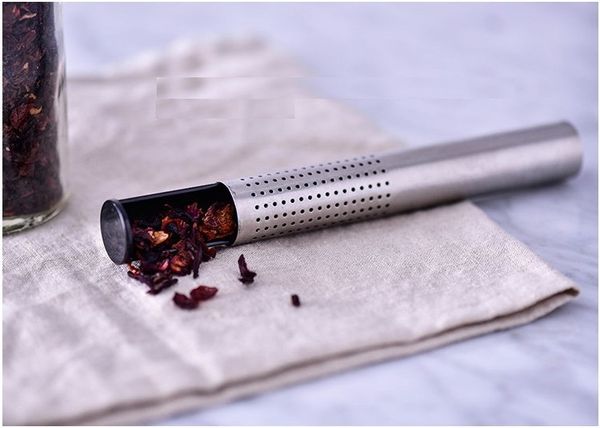 

tea strainer stick stainless steel pipe design mesh tea filter portable tea infuser teaware wen6662
