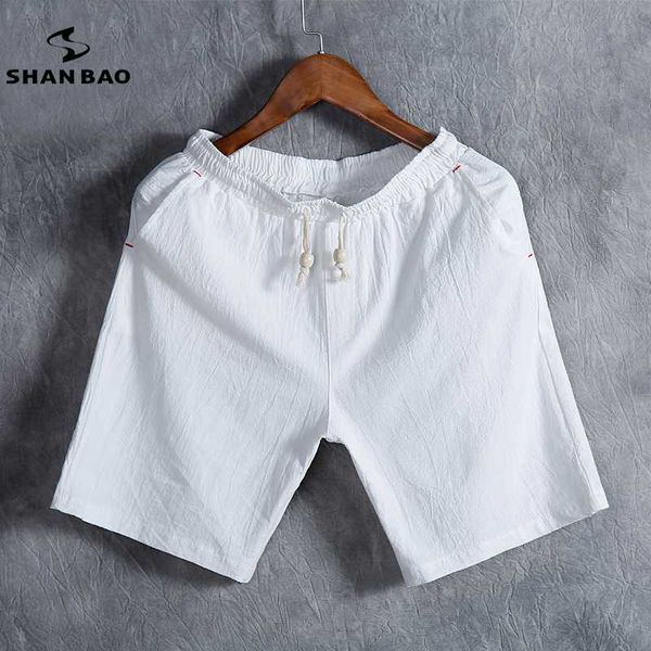 

shan bao brand men's summer fashion solid color casual shorts thin breathable cotton linen loose shorts white black gray blue