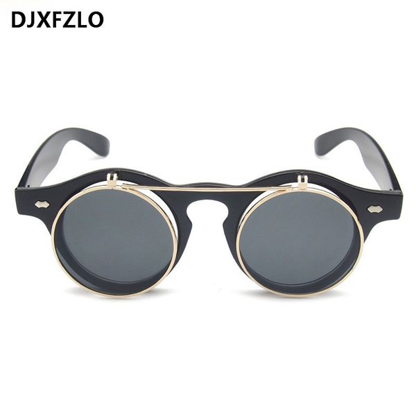

djxfzlo fashion retro steampunk sunglasses women round glasses brand designer vintage steam punk sun glasses oculos gafas de sol, White;black