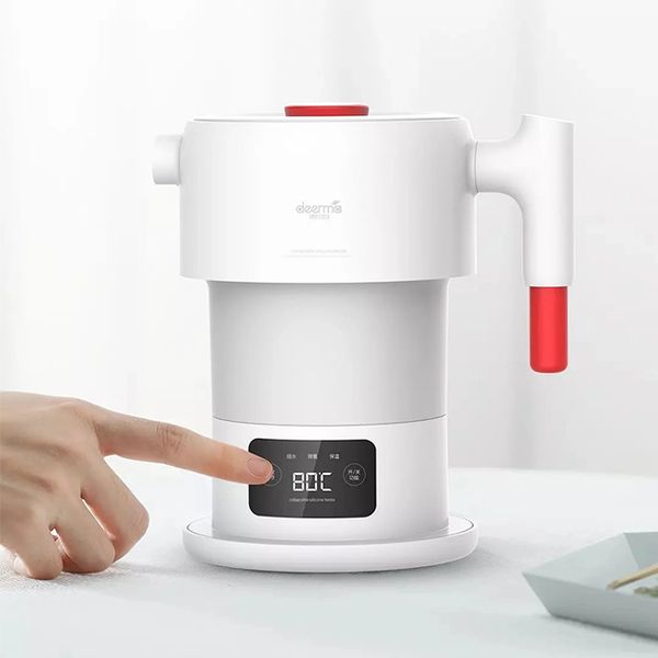 

deerma silicone material digital touch screen portable electric kettle folding electric kettle
