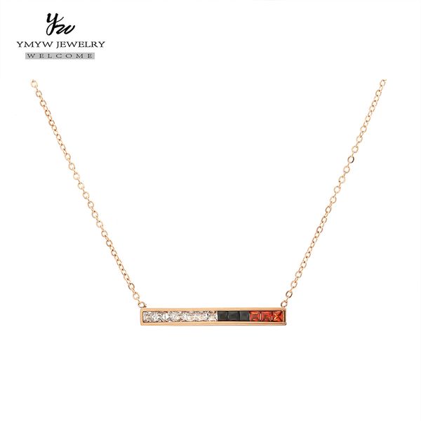 

ymyw fashion 316l stainless steel rose gold necklace pendant cubic zircon multi color necklaces for women girls party gift, Silver