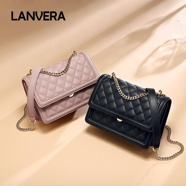 

new crossbody bag cowhide fashion retro leather female bag ins trend rhombus chain classic style bags d9072