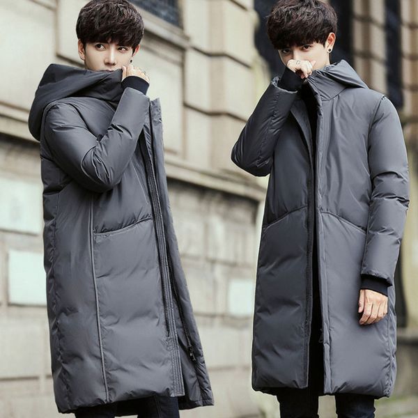 

white duck down long jackets men winter long parkas waterproof windproof hooded coat male thicken coats, Black
