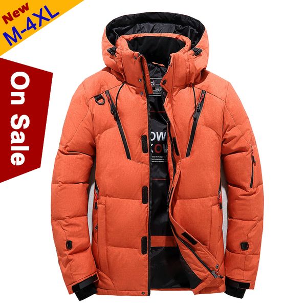 

winter jacket men thick duck down warm hooded coats men outwear windbreaker parkas casaco masculino brand clothing multi-pockets, Black