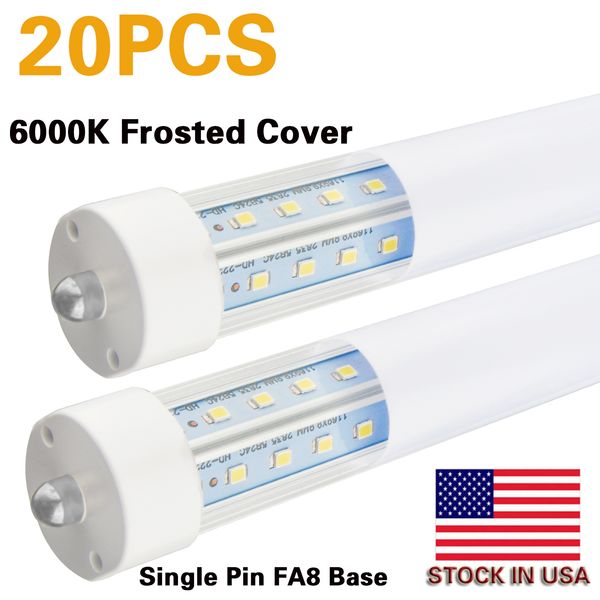 

20pcs 8ft led light tubes,v shape 65w 6000k milky cover single pin fa8 base, t8 t10 t12 led fluorescent bulbs replacement,150w equivalent