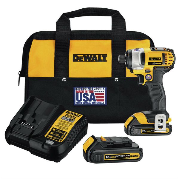 

DEWALT 20 В МАКС. Li-Ion 1/4 дюйма. Комплект ударных драйверов DCF885C2 Recon