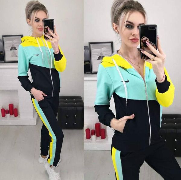 

sell coat+pants women active set tracksuits hoodies sweatshirt pant running sport track suit 2 pieces jogging sets survetement clothing, White