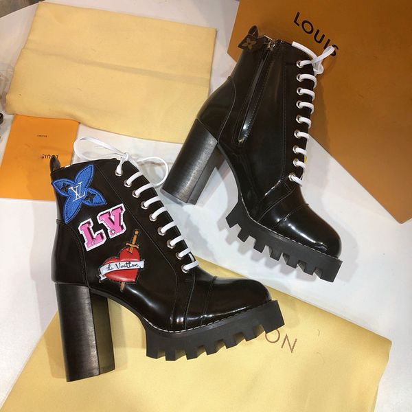 

2020 women martin boots desert boot flamingos love arrow medal 100% real leather winter shoes ankle boots size us4-10, Black