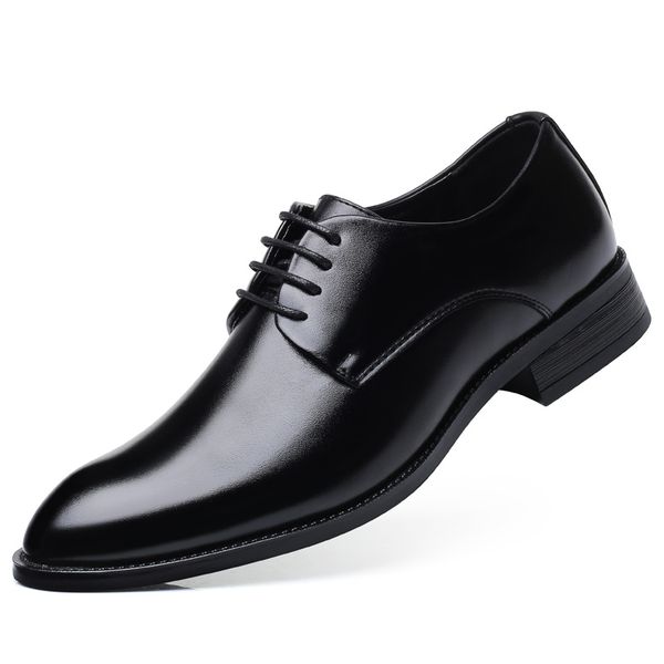 

2019 summer leather business dress shoes fashion formal dress shoes men british style mens casual zapatos hombre hv-036, Black