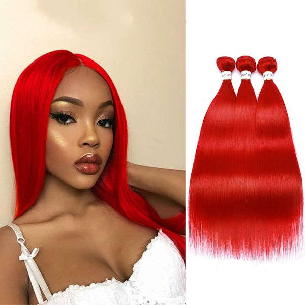 

волосы бразильских красных связки человеческих волосы straight non-remy переплетения полный красный цвет extension, Black