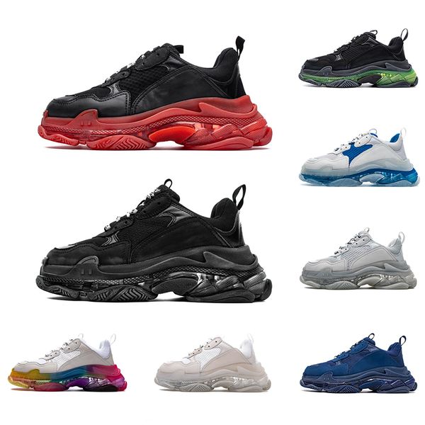 

paris 17fw triple s designer casual shoes old dad sneakers triple black white bubble soles mens womens platform sports size 36-45