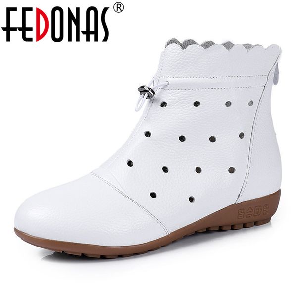 

fedonas quality women genuine leather back zipper ankle boots warm autumn winter boots elegant office ladies shoes woman, Black