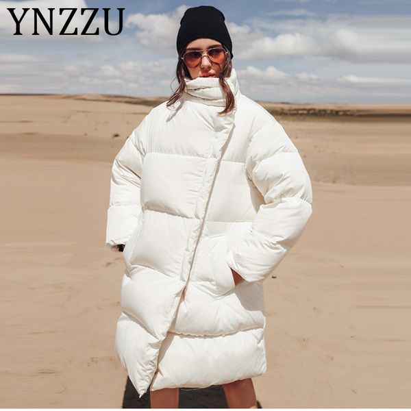

luxury 2018 winter jacket women casual white mid-long duck down coat jacket loose thicken stand collar warm outwears ao680, Black