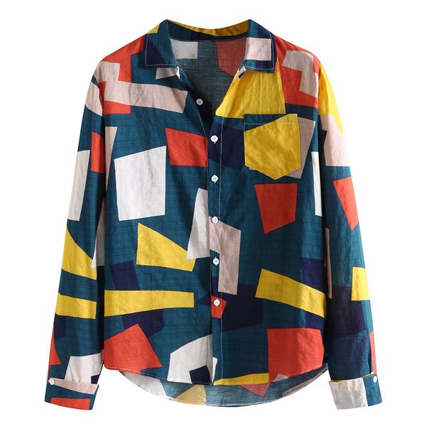 

stylish bar mens ethnic style hawaiian shirt male casual camisa masculina printed beach shirts autumn long sleeve brand clothing, White;black