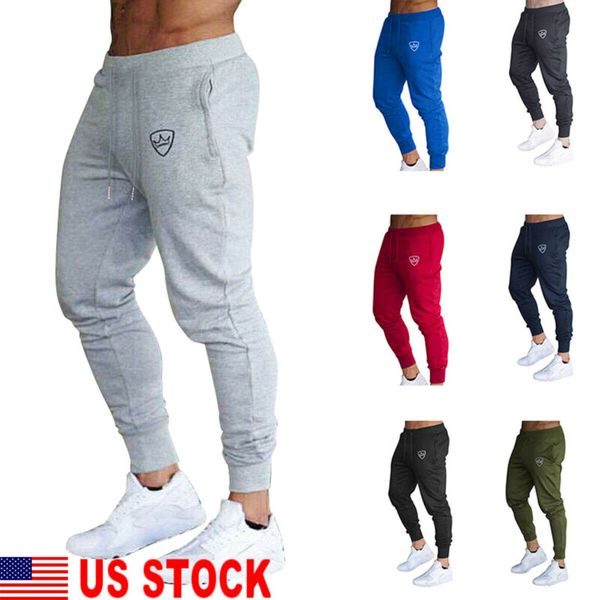 

men sport pants long trousers tracksuit fitness workout joggers gym sweatpant us, Black;blue