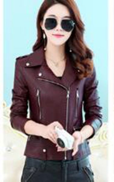 

women spring autumn leisure fashion new korean version boutique slim personality trend business short size large size pu leather jacket m-4l, Black