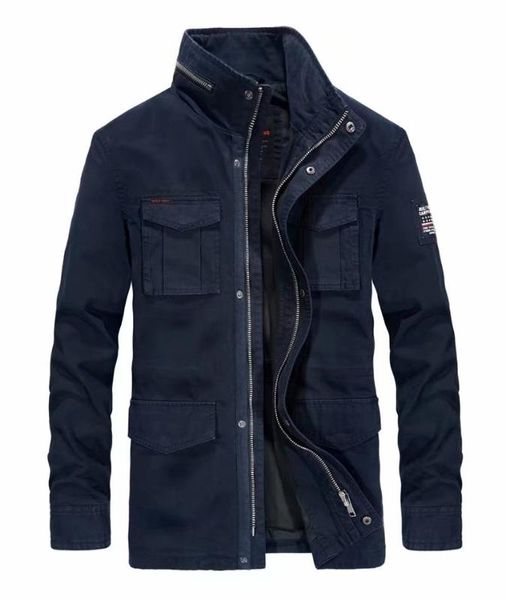 

cotton denim jackets men long stand collar multi-pocket casual coat men's windbreakers jacket plus size xxxl 4xl, Black;brown