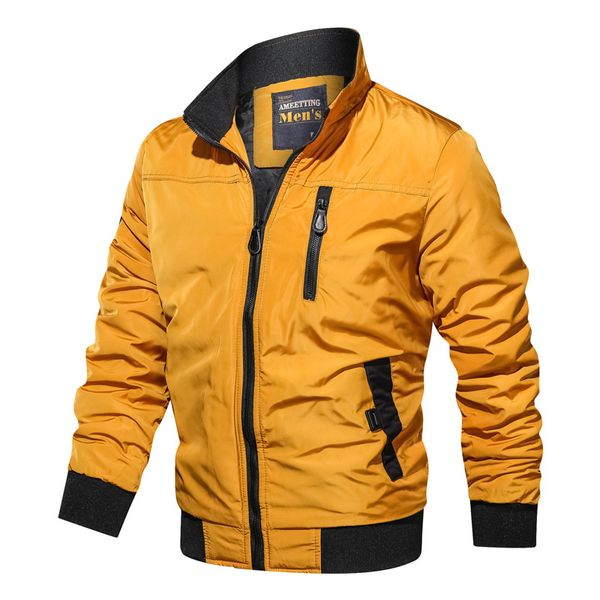 

new fall solid color collar casual men's jacket slim youth flight suit jacket men, support mixed batch, Black