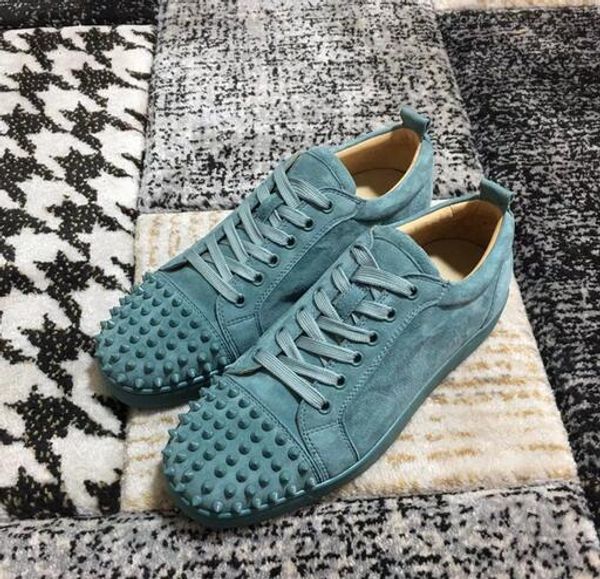 

spring and summer men's shoes low-junior spikes flats shoes women leather sneakers casual shoes rivet red bottom sneak, Black