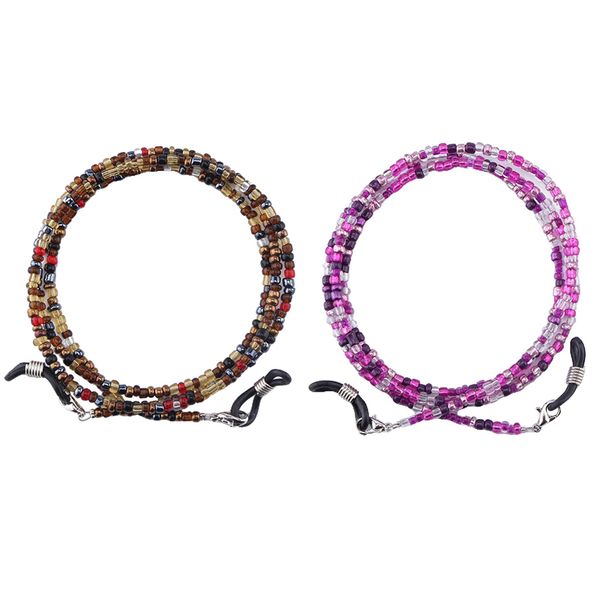 

2pcs colorful glass eyeglass sunglasses holder necklace cords chain straps