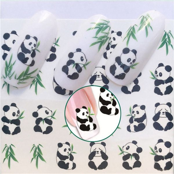

5 sheets/packcute animal panda pattern nail art water decals nails transfer stickers diy, Black
