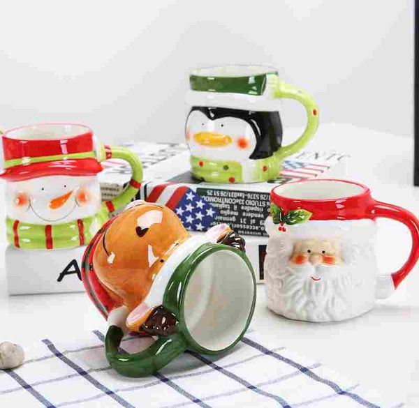

3d santa claus snowman ceramic mugs water cups coffee milk cup cute drinkware christmas snowman deer santa claus coffee cup sale