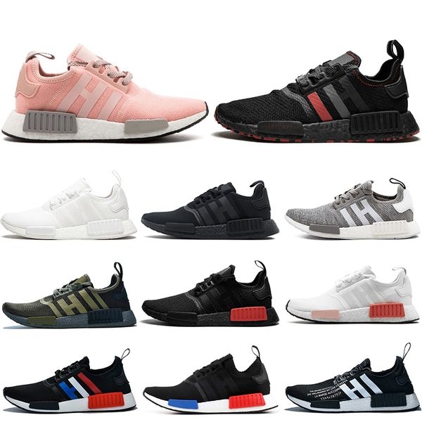 

nmd r1 women mens running shoes pink oreo og triple black white solar red japan medium olive grey nmds trainers sneakers size 36-45