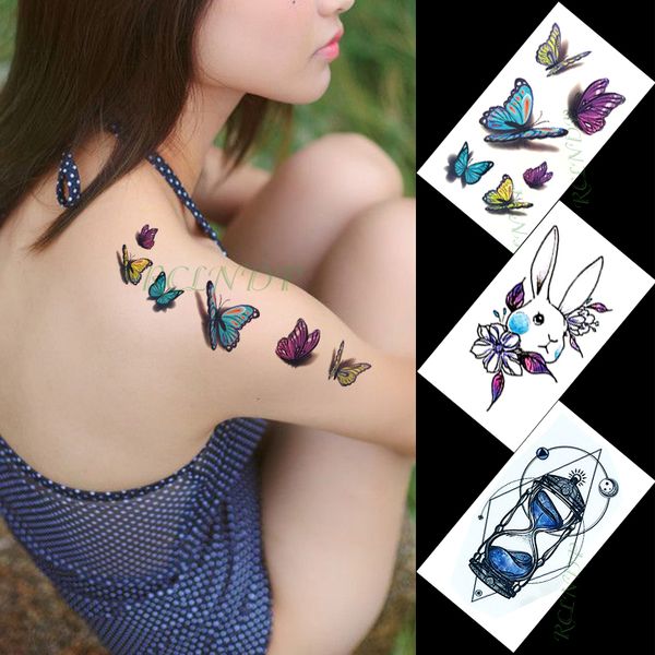 

waterproof temporary tattoo sticker color butterfly flower hourglass tatto flash tatoo fake tattoos for women men kid