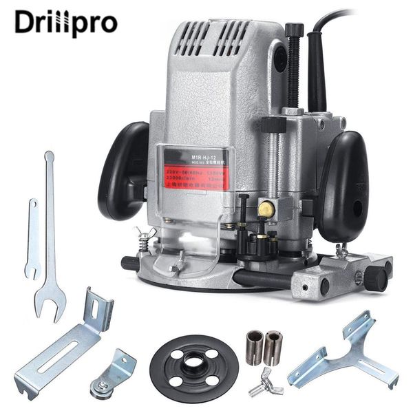 

drillpro 1350w 220v powerful electric trimmer wood trimmer machine aluminum shell hand woodworking hand carving machine