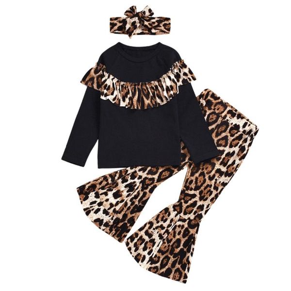 

loozykit новорожденных baby girl 3шт одежды весна лоскутная рубашки top печати леопарда брюки клеш эпикировка партия одежды set, White