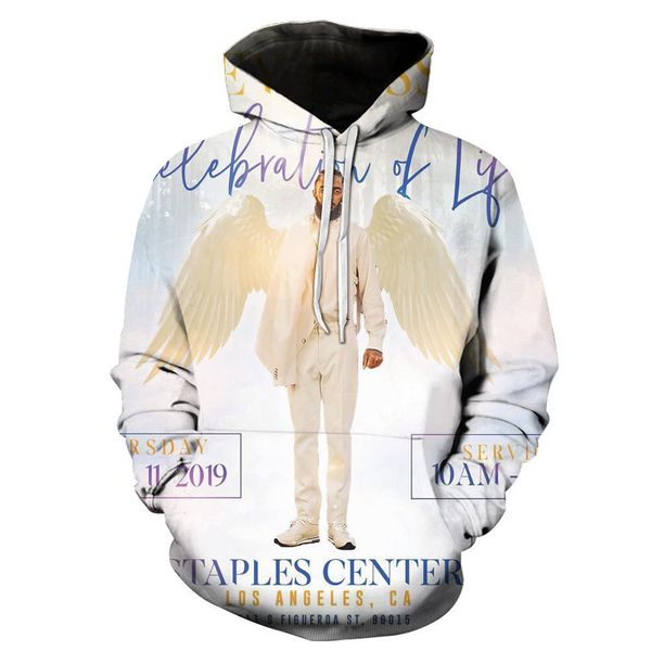 

американский рэппер nipsey hussle 3d печати толстовки мужчины женщины с капюшоном весна tops дизайнер скейтборд пуловеры harajuku толстовки, Black