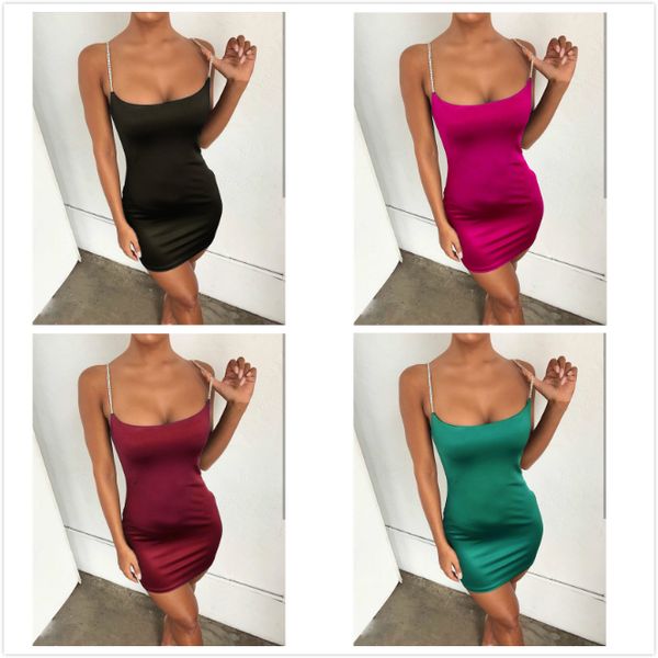 

Sexy Womens Designer Dress Rhinestone Suspender Skirt Ins Fashion Panelled Design Dress Lingeries Womens Clothing Summer Hot Sale 4 Color