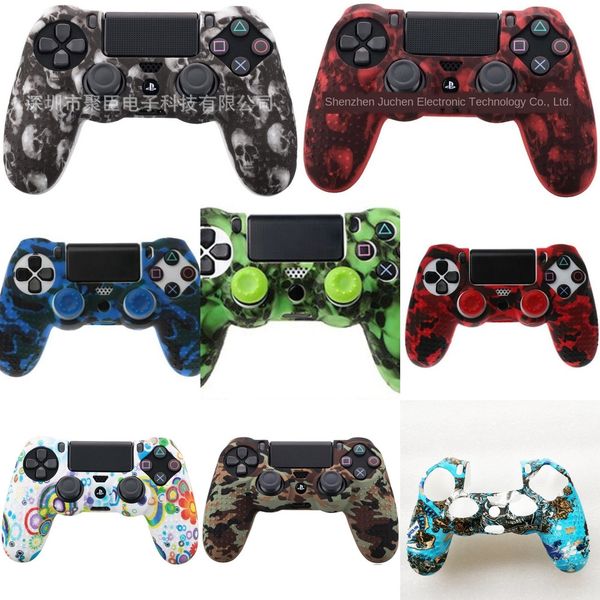 

k4qgl zomsilicone controller protective skin case for sony dualshock 4 ps4 ds4 pro slim camo thumb grips caps joystick