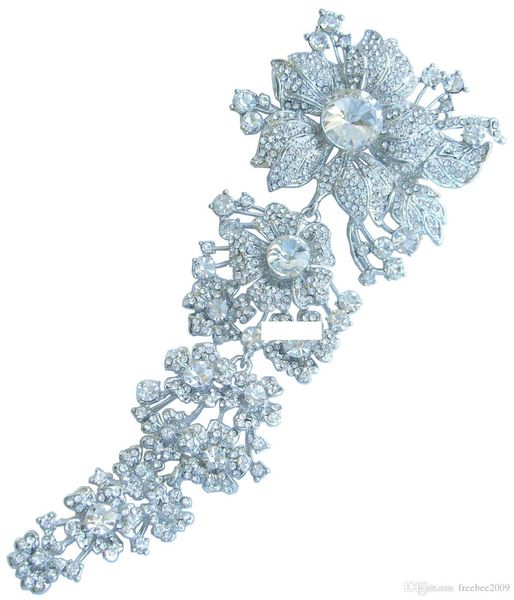 

7,3" брошь pin gorgeous bridal цветок ж crystals clear rhinestone ee04704c1, Gray