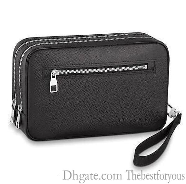 

m32902 neo pavel men fashion double zipper clutch bags real caviar lambskin wallets key card holders purse clutches evening