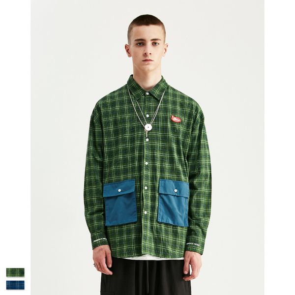 

men's casual shirts vimass 2021 100% cotton flannel plaid shirt slim edition long sleeve retro personality, White;black