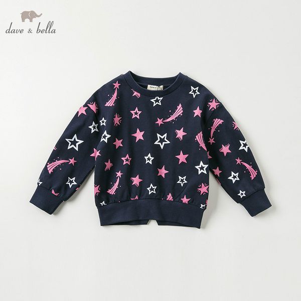 

dbk10699 dave bella autumn 5y-13y kids clothes children sweet stars print t-shirt girls fashion tees, Blue