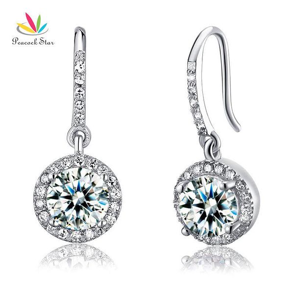 

peacock star solid 925 sterling silver bridal wedding fashion bridesmaid earrings dangle drop jewelry cfe8026