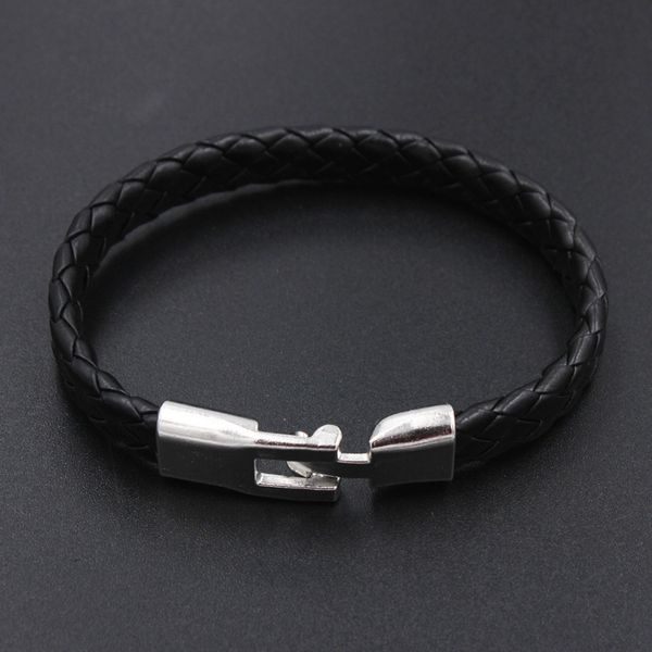 

handmad braid men hand-woven fashion leather bracelet bangle cuff 1 piece simple leather jewelry, Golden;silver