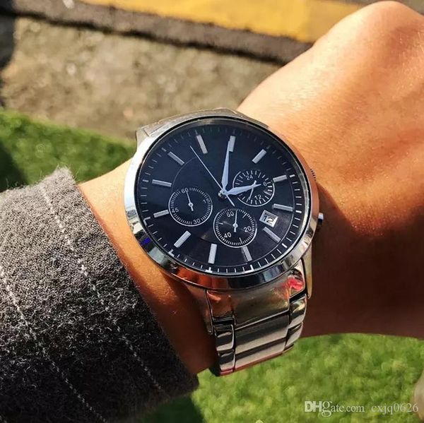 

sell relogio masculino 40mm military sport wristwatch style large men luxury watches fashion designer swatches black male clock, Slivery;brown
