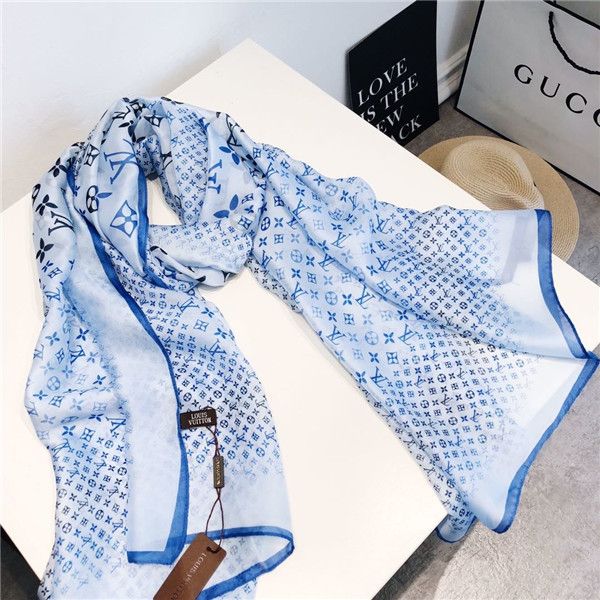 

2020new fashion designer silk scarf women luxury four seasons shawl scarf brand scarves size about 180x70cm 6 colors with box opt, Blue;gray