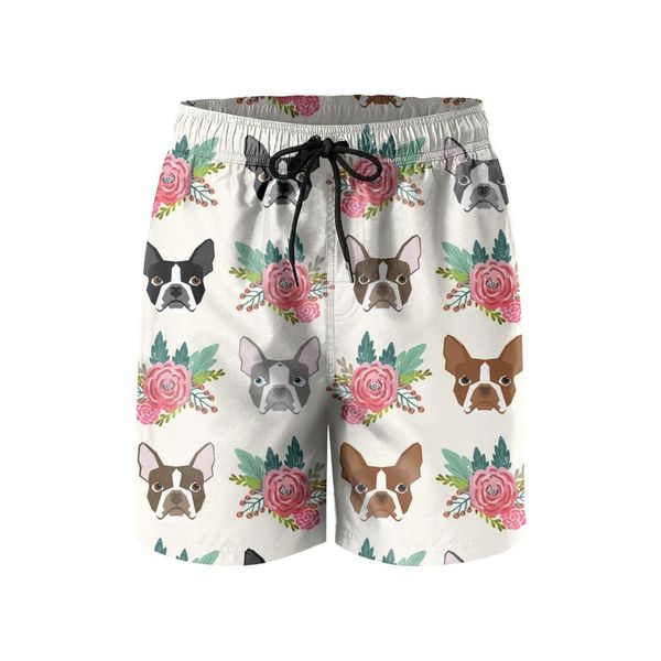 

мужские плавки бостон терьер собака цветы тренажерный зал пляж шорты борту летом симпатичные собаки породы собак серии домашних животных чих