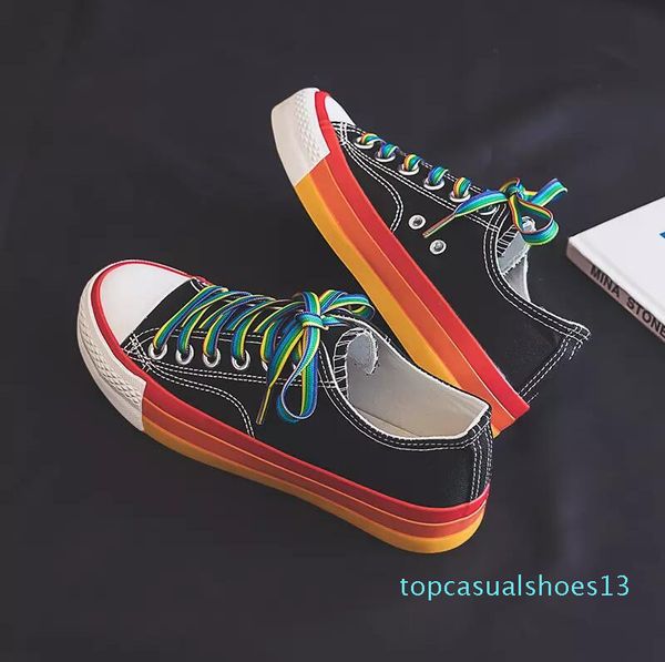 

2019 casual shoes mens for womens canvas rainbow designer shoes comfortable jogging hiking women sports shoes size 36-44 t13, Black