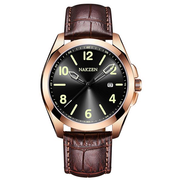 

luxury watch men japanese movement quartz non-mechanical watch men designer belt pin buckle gentleman watch gift 8010, Slivery;brown