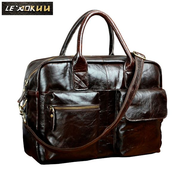 

original leather men fashion handbag business briefcase commercia document lapcase male attache portfolio tote bag b331c