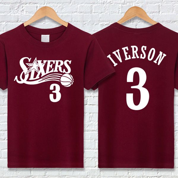 

basketball team t shirt mens t shirt designer t shirt mens iverson 76 letter print casual shirts crew neck short sleeve active summer, White;black