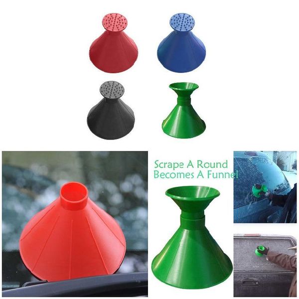 

2018 2 pcs car windshield snow scraper tool cone shaped funnel multifunction remover csl88