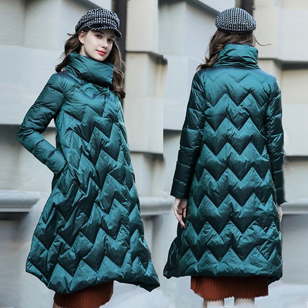 

women's down jacket long 2019 new winter puffer coat female asymmetric thick warm parka ladies plus size outerwear, Black
