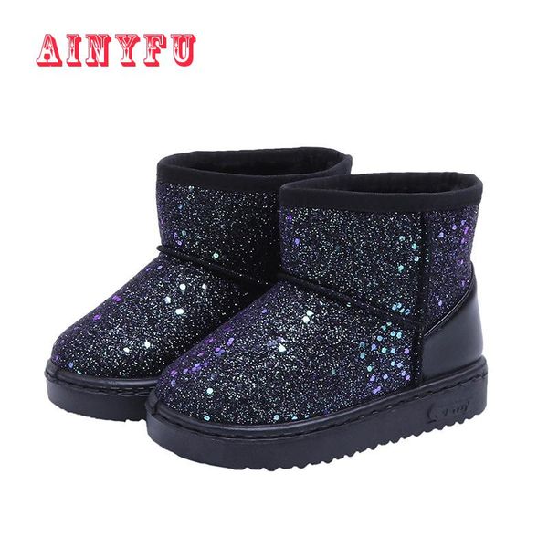 

ainyfu fashion martin boots winter children' shoes princess rhinestone girls anti slip snow boots size 25-36 a874, Black;grey