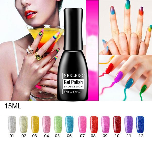 

popular girls' holographic uv gel nail polish bling glitter women diy nail art varnishes 15ml